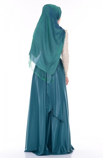 Sequin Embroidered Evening Dress 1043-01 Emerald Green 1043-01
