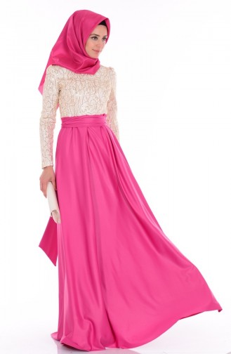 Fuchsia Hijab-Abendkleider 1043-02