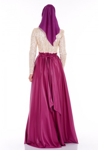 Lilac Hijab Evening Dress 1043-03