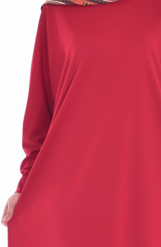 Yarasa Kol Elbise 6818-03 Kırmızı