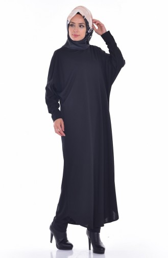 Yarasa Kol Elbise 6818-06 Siyah