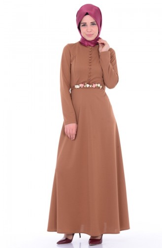 Milk Coffee Hijab Dress 2084-08