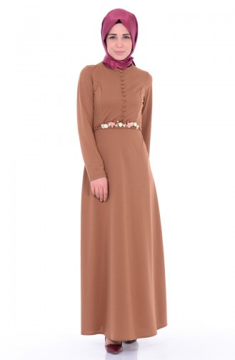 Milchkaffee Hijab Kleider 2084-08