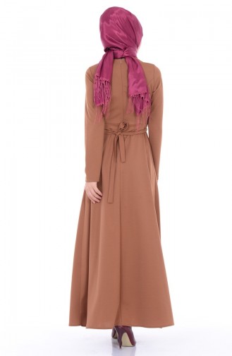Milk Coffee Hijab Dress 2084-08