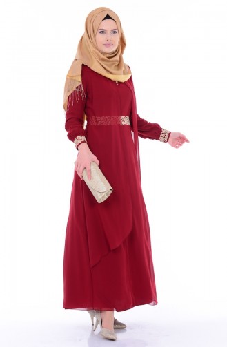 Robe Hijab FY 52221-18 Bordeaux Foncé 52221-18