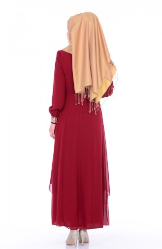 Dark Claret Red Hijab Dress 52221-18