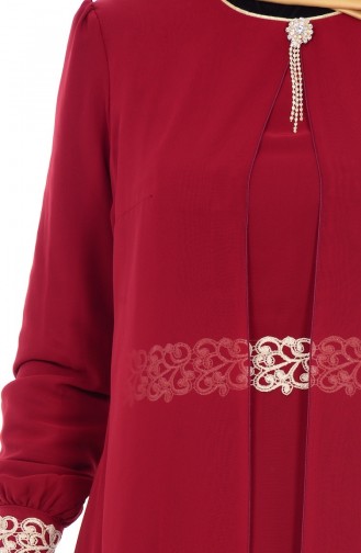 Dark Claret Red Hijab Dress 52221-18