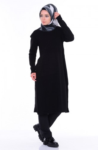 Uzun Triko Kazak 7466-05 Siyah