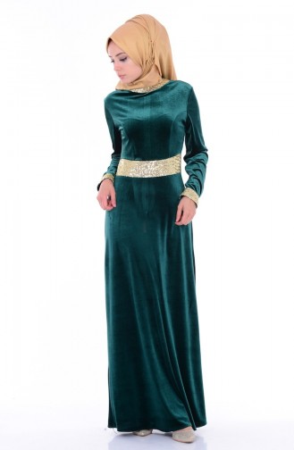 Sequined Velvet Dress 2694-02 Green 2694-02