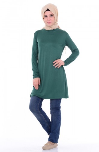 Große Größe Hijab Kragen Tunika 0737-01 Smaragdgrün 0737-01