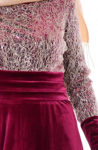 Claret red İslamitische Jurk 2696-02