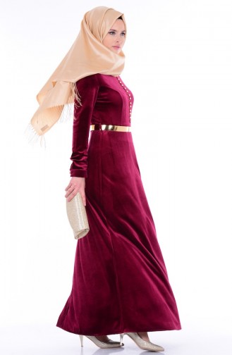 Claret Red Hijab Dress 2700-02