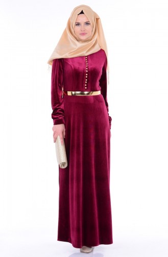 Claret Red Hijab Dress 2700-02