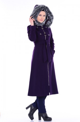 Kaşe Kürklü Kaban 71106-06 Mor