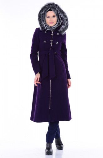 Kaşe Kürklü Kaban 71106-06 Mor