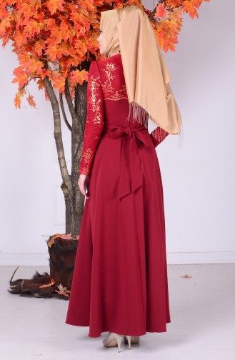 Claret Red Hijab Dress 1032-04
