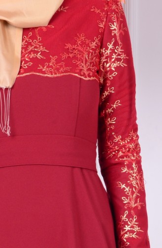 Claret Red Hijab Dress 1032-04