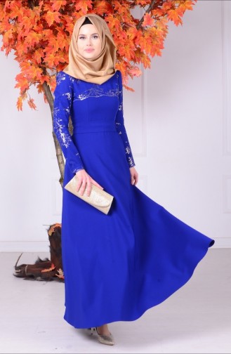 Saxe Hijab Dress 1032-02