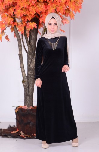 Schwarz Hijab Kleider 0681-04