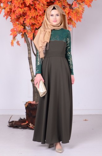 Emerald Green Hijab Dress 1032-03
