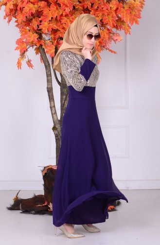 Dark Purple Hijab Evening Dress 2369-09