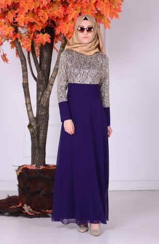 Dark Purple Hijab Evening Dress 2369-09