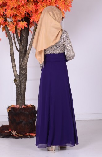 Dunkelviolett Hijab-Abendkleider 2369-09