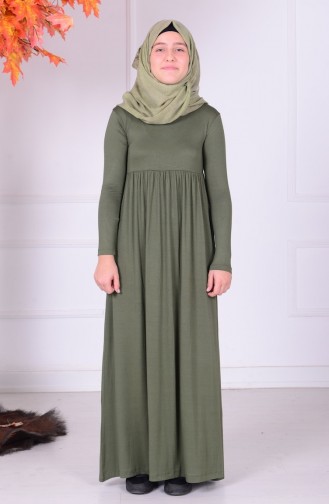 Khaki Hijab Dresses for Young Girls 0780-02