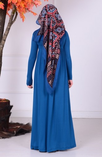 Petroleum Junge Hijab Kleid 0780-03