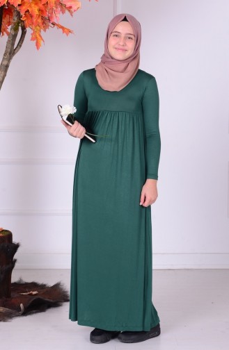 Smaragdgrün Junge Hijab Kleid 0780-04