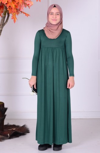 Emerald Green Hijab Dresses for Young Girls 0780-04