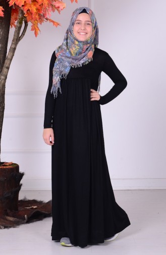 Black Hijab Dresses for Young Girls 0780-05