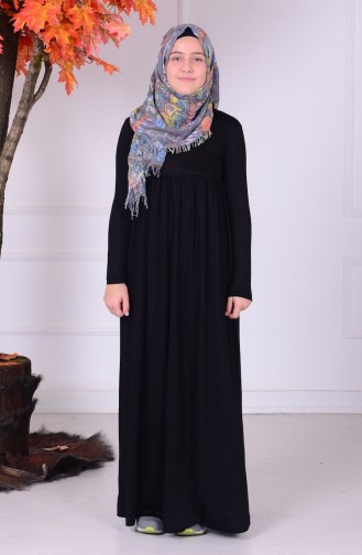 Black Hijab Dresses for Young Girls 0780-05