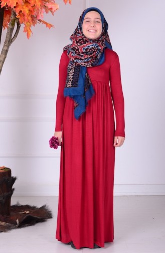 Robe Hijab Taille Jeune 0780-07 Rouge 0780-07