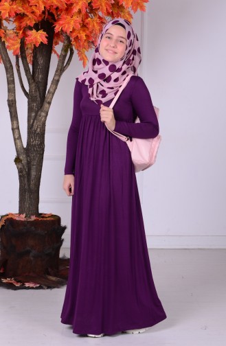 Purple Hijab Dresses for Young Girls 0780-08