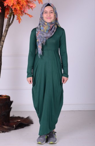 Robe Hijab Pour Jeune Vert emeraude 0790-03