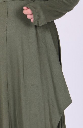 فستان بتصميم طيات واسع 0790-05لون أخضر كاكي 0790-05