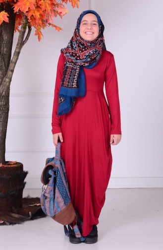 Red Hijab Dresses for Young Girls 0790-06