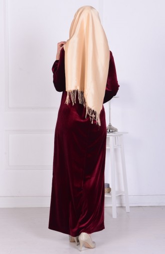 Weinrot Hijab Kleider 0962-03