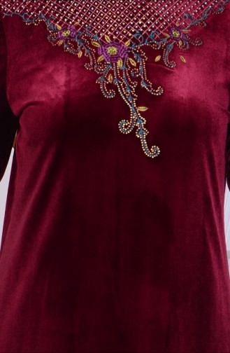 Weinrot Hijab Kleider 0962-03