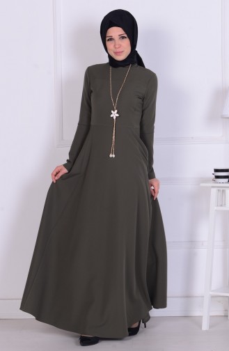 Khaki Hijab Dress 1075-04