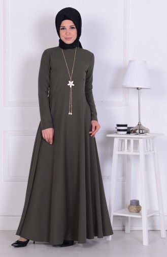 Khaki Hijab Dress 1075-04