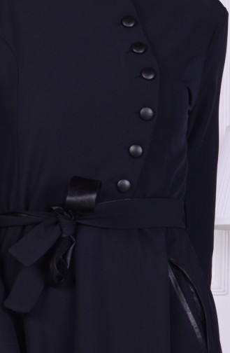 Düğmeli Cepli Elbise 1076-02 Siyah