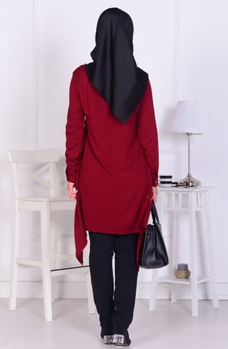 Viskon Kolyeli Tunik 0572-05 Bordo