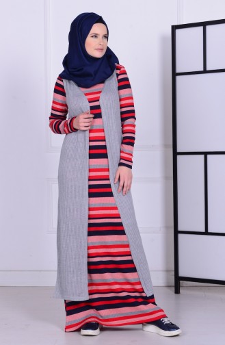 Navy Blue Hijab Dress 15055-01