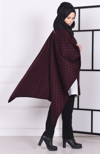 Poncho Pélerine 1812-04 Siyah Bordeaux 1812-04