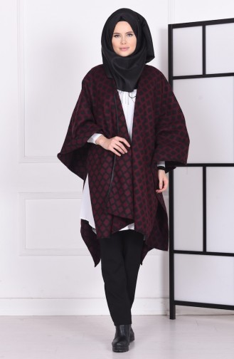 Poncho Pélerine 1812-04 Siyah Bordeaux 1812-04