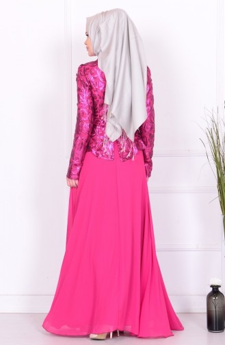 Fuchsia Hijab-Abendkleider 5205-01