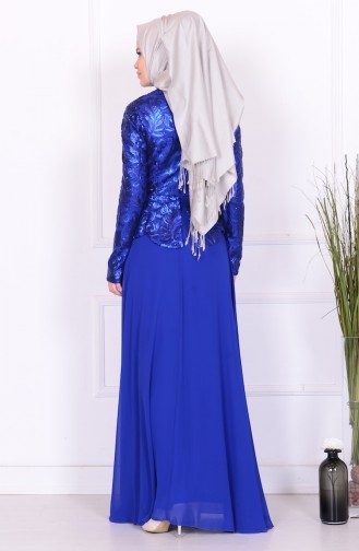 Saks-Blau Hijab-Abendkleider 5205-06