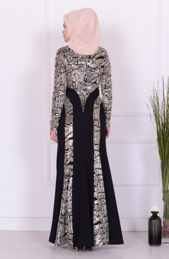 Black Hijab Evening Dress 5711-01
